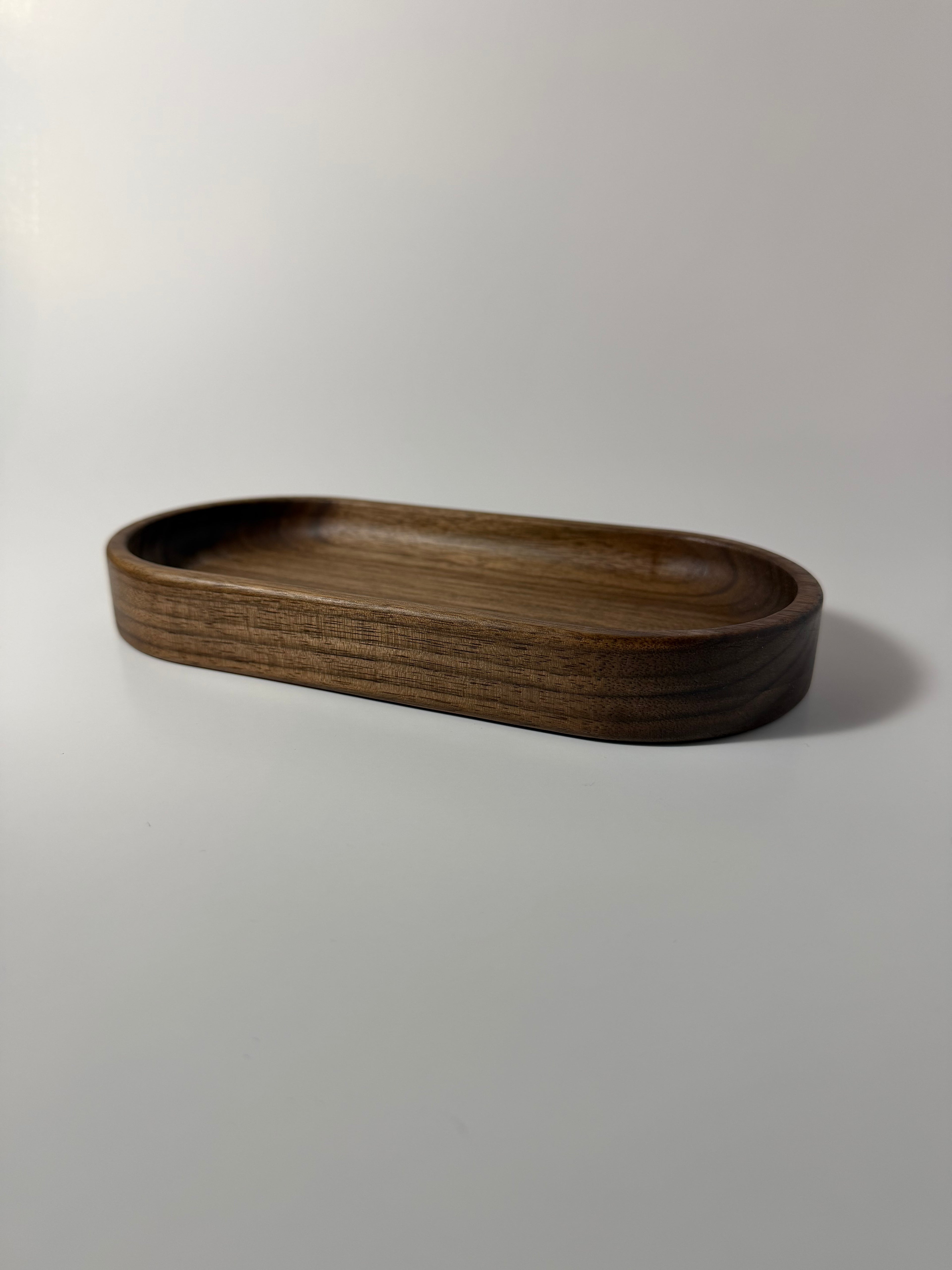 Wooden Catchall Tray Rounded Ends - Walnut (4x8.5")