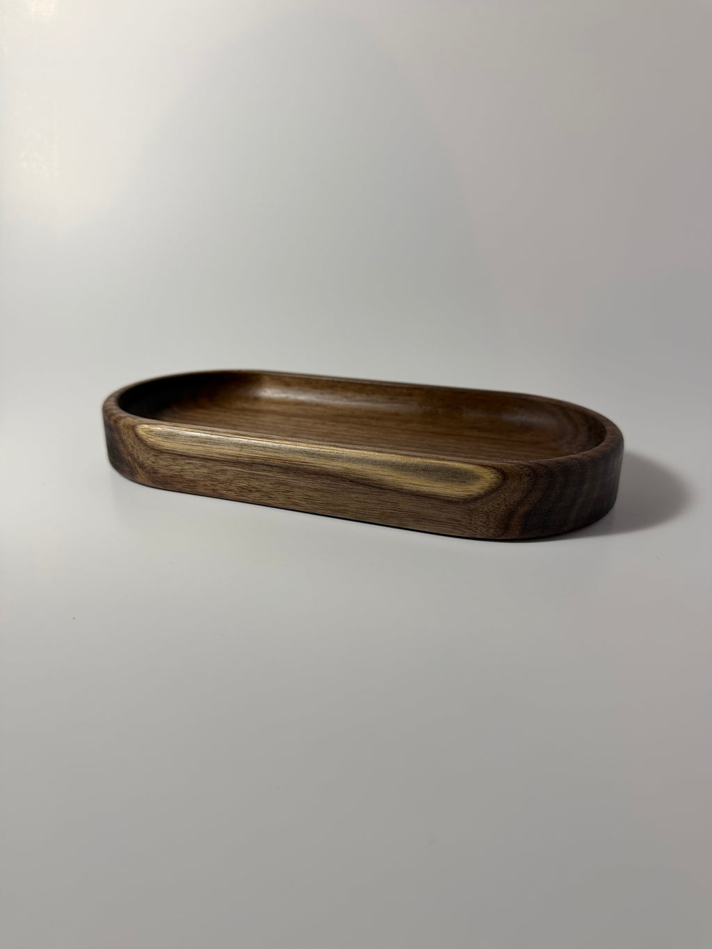 Wooden Catchall Tray Rounded Ends - Walnut (4x8.5")