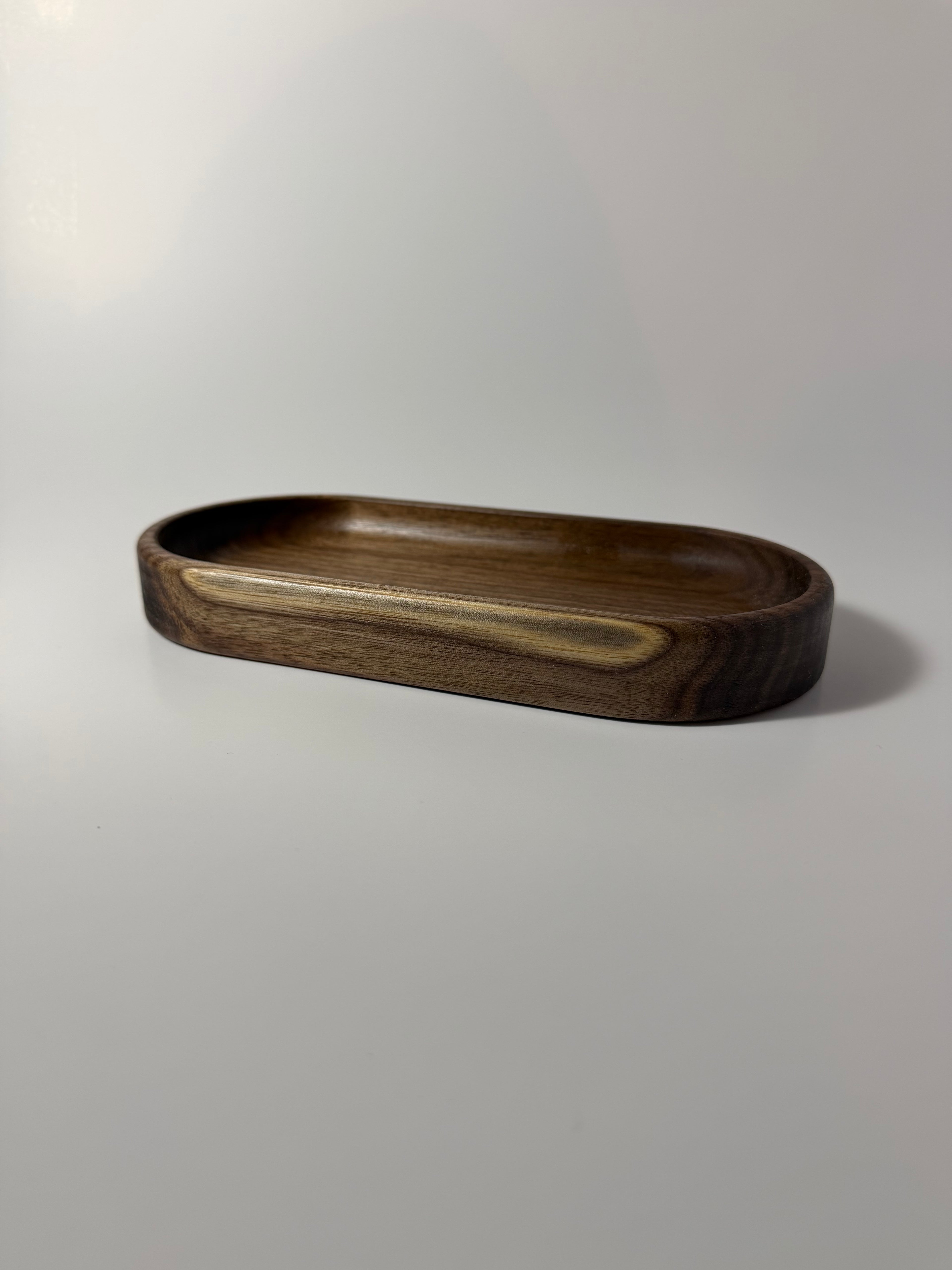 Wooden Catchall Tray Rounded Ends - Walnut (4x8.5")