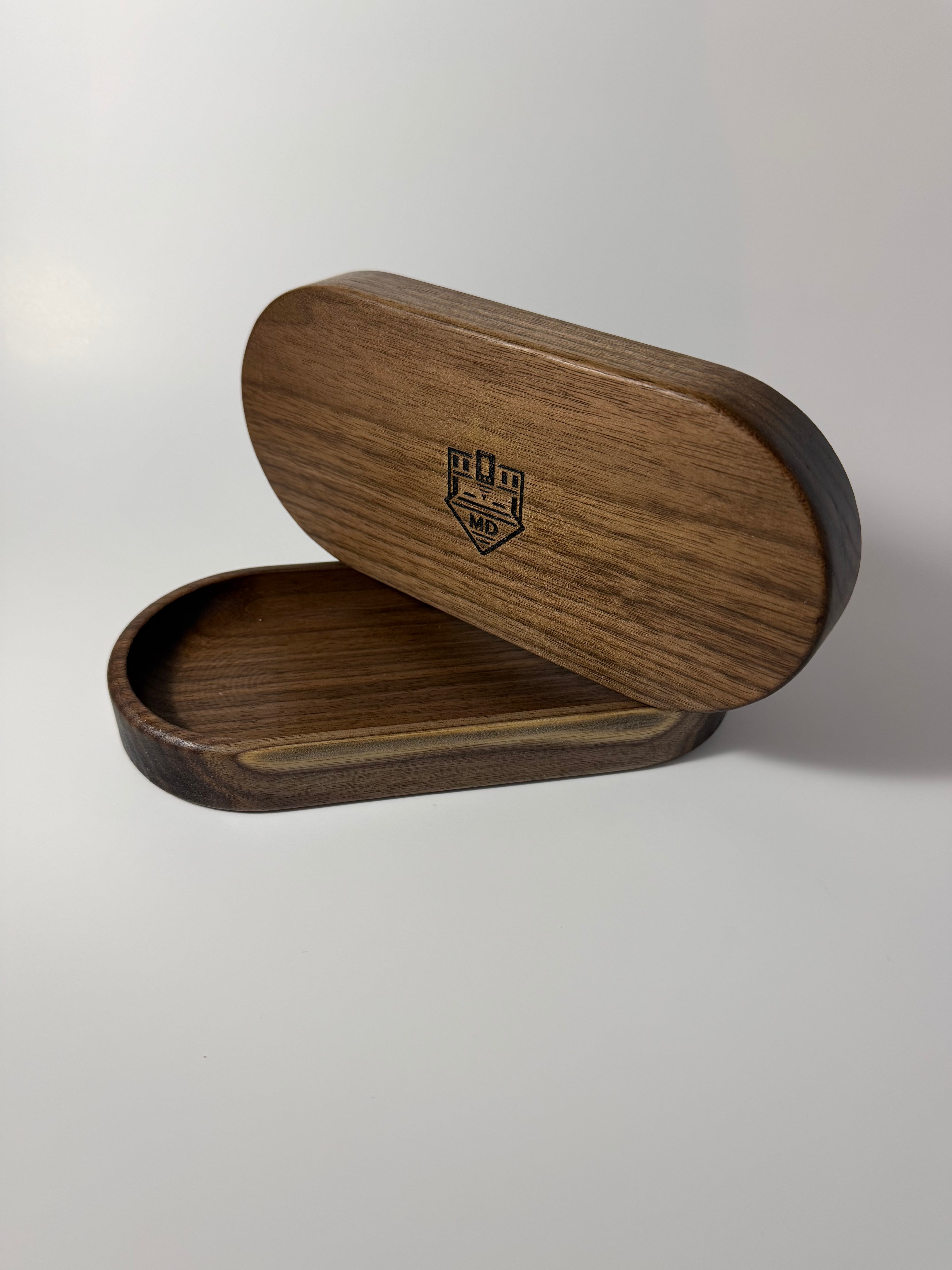 Wooden Catchall Tray Rounded Ends - Walnut (4x8.5")